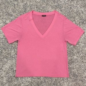 EXPRESS, short sleeve knit tee, v-neck, boxy silhouette